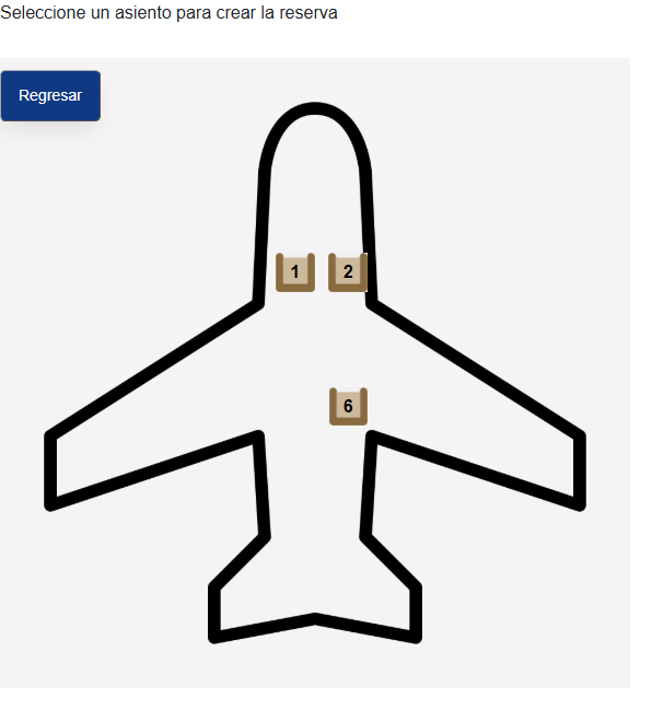 Silueta del avión con los asientos disponibles numerados